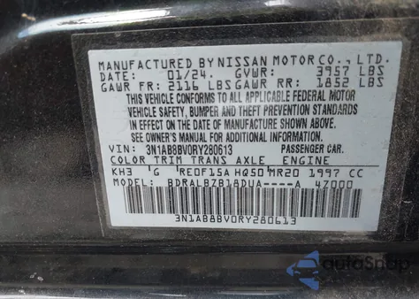 2024 Nissan Sentra S Xtronic Cvt from USA, damaged, VIN 3N1AB8BV0RY280613
